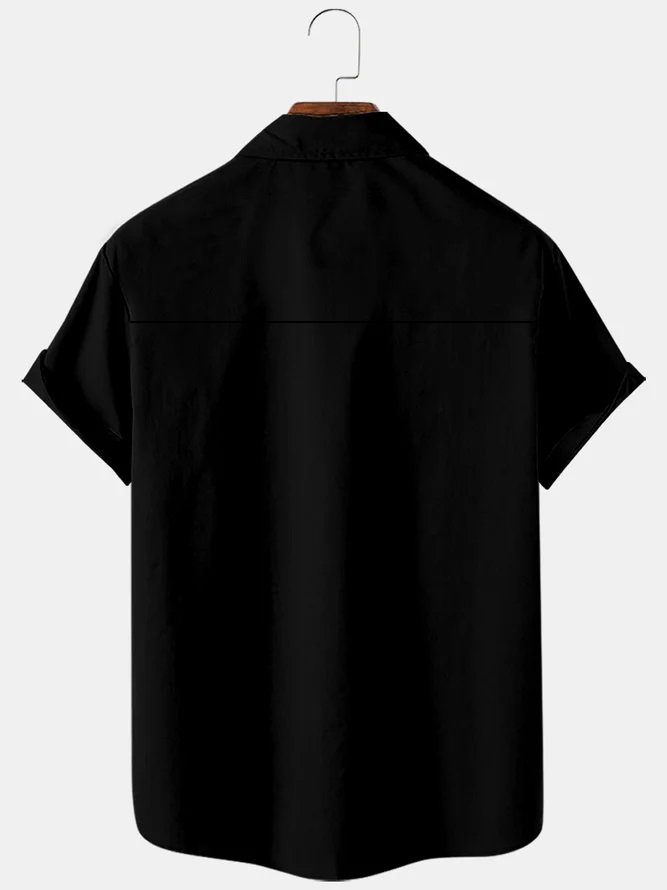 Men's Christmas Print Casual Breathable Short Sleeve Shirt