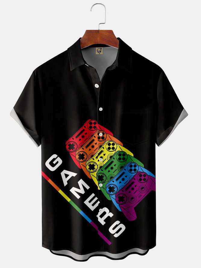 Men's Painted Colorful Retro Game Short Sleeves Shirt