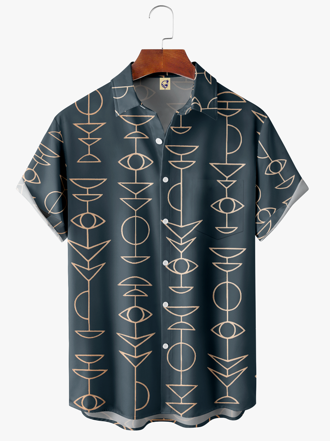 Geometric Pocket Short Sleeve Shirt