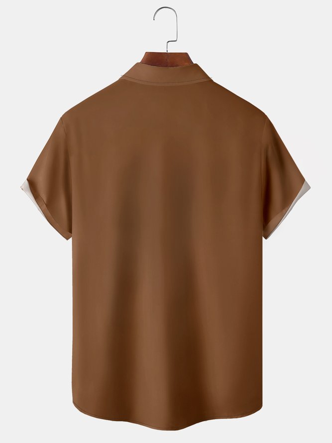 Tie Dye Pocket Short Sleeve Shirt Casual Hawaiian Contrast Print Top