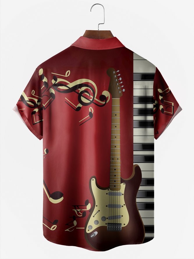 Musical Chest Pocket Short Sleeve  Hawaiian Shirt