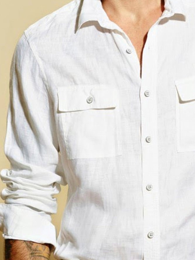 Plain Cotton Chest Pocket Long Sleeve Expedition  Shirt.