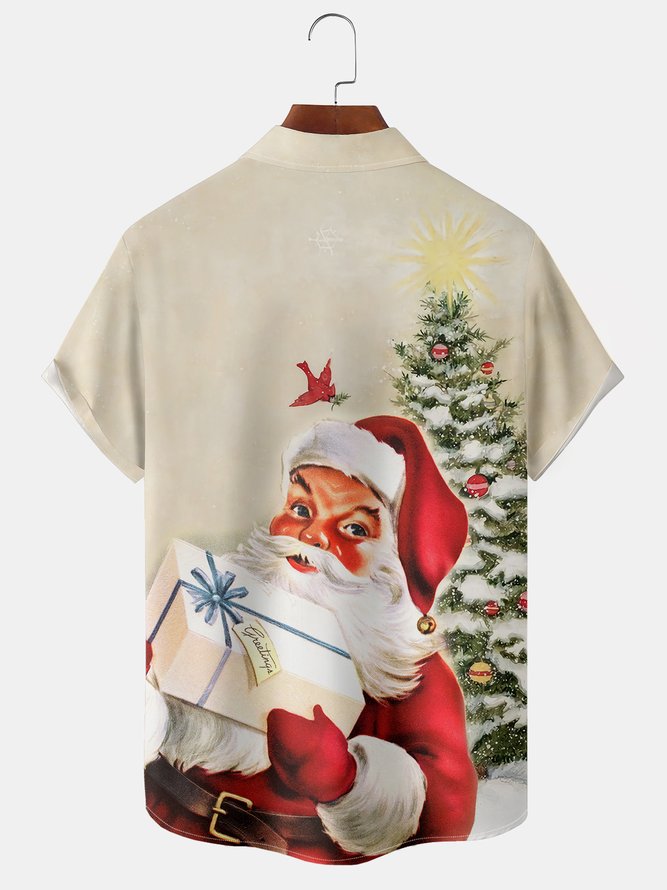 Santa Claus Chest Pocket Short Sleeve Shirt