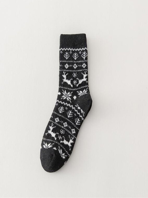 Casual Retro Style Elk Snowflake Socks Christmas Party Accessories Everyday Matching