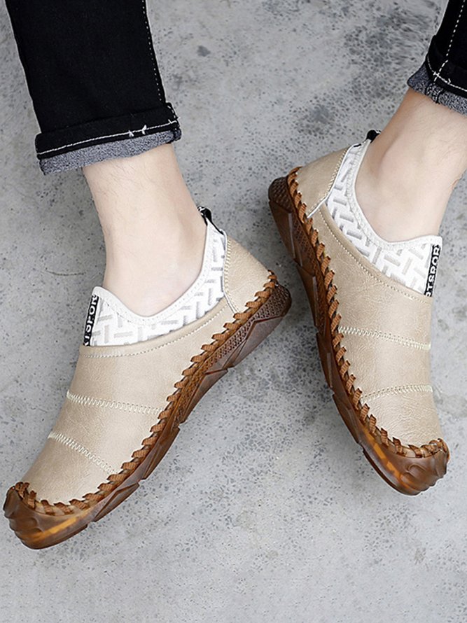 Plus Size Mesh Split Joint Hand-Stitched Moccasin Shoes