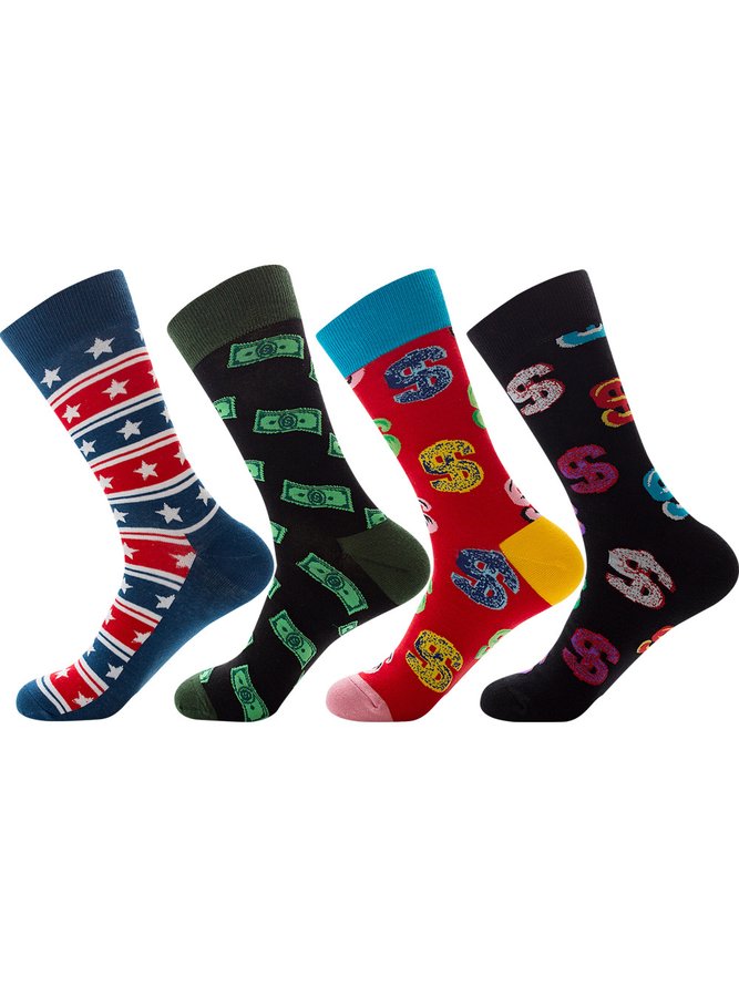 Casual Coin Pattern Contrast Socks