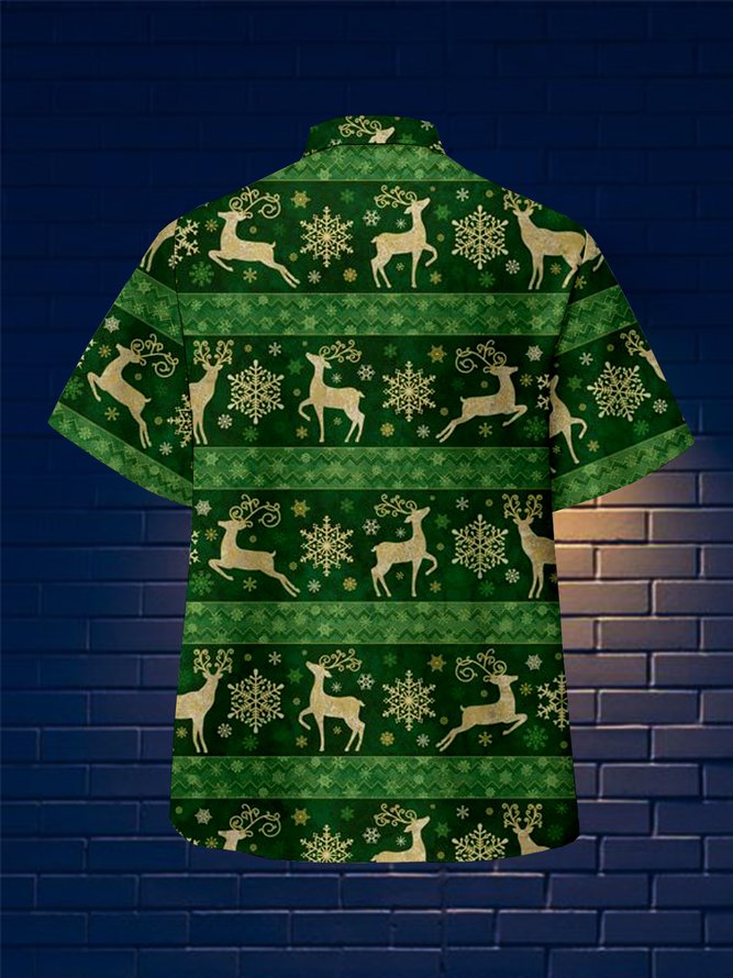 Christmas Short Sleeve Camp Shirt