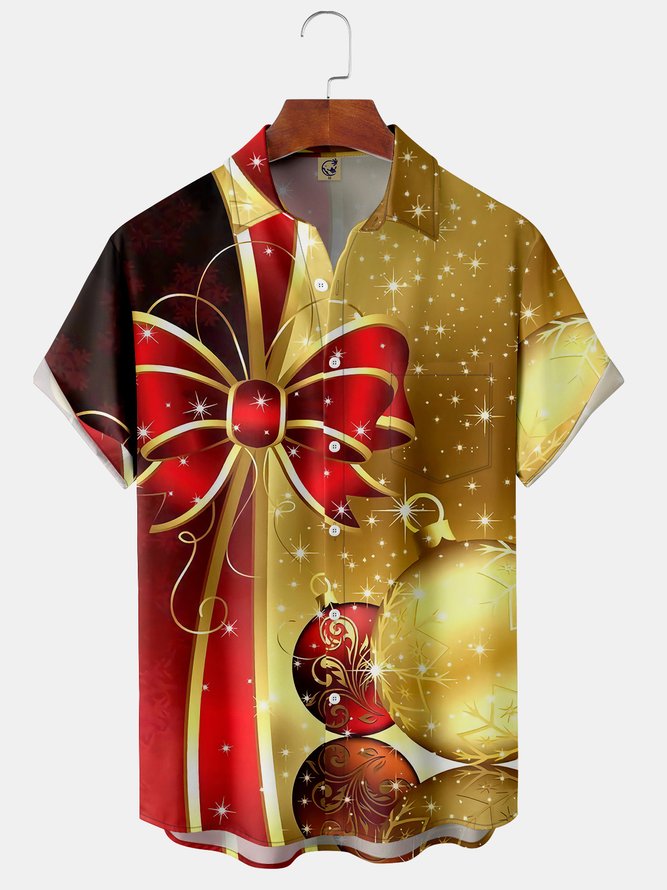 Christmas Chest Pocket Short Sleeve Shirt