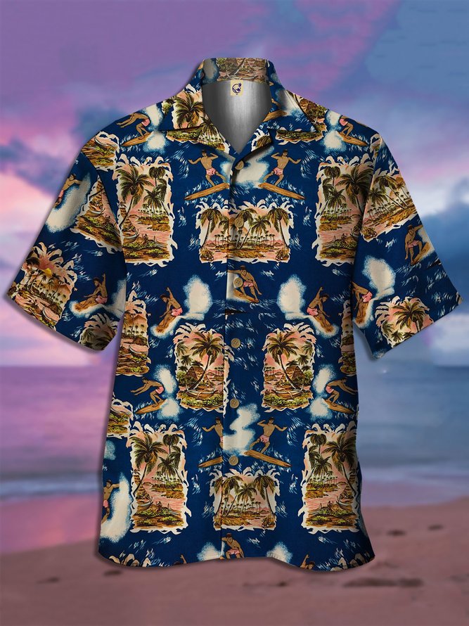Coconut Tree Short Sleeve Hawaiian Shirt