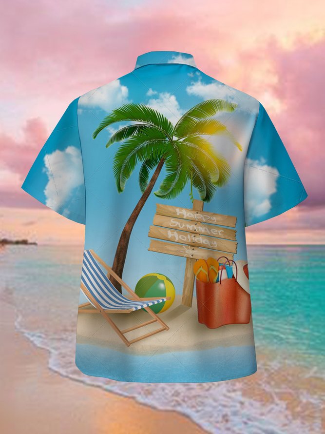 Beach Coconut Tree Short Sleeve Hawaiian Shirt