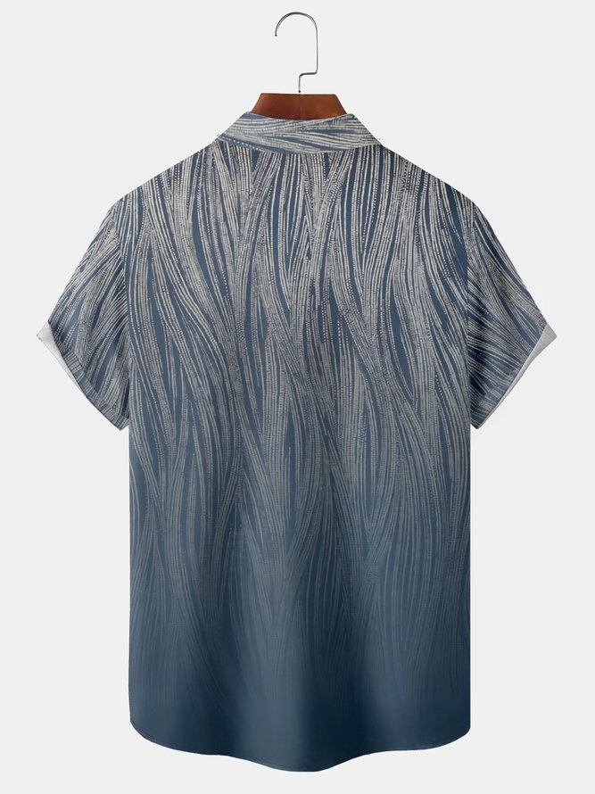 Geometric Gradient Chest Pocket Short Sleeve Shirt