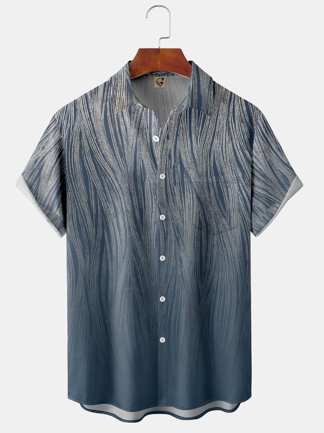 Geometric Gradient Chest Pocket Short Sleeve Shirt