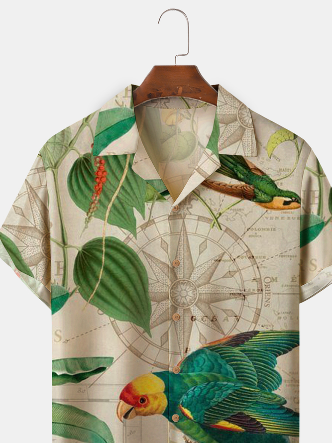 Parrots Map Short Sleeve Aloha Shirt
