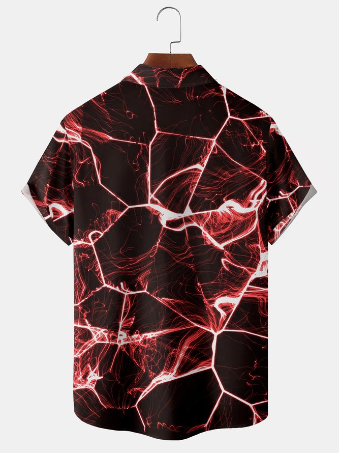 Geometric Texture Chest Pocket Short Sleeve Shirt