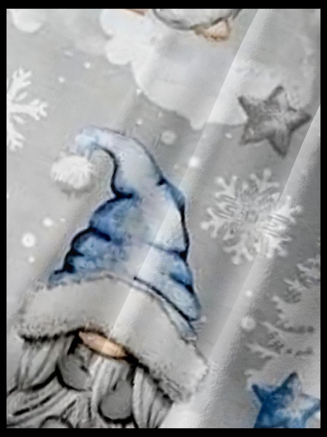 Christmas Gnomes Chest Pocket Short Sleeve Casual Shirt