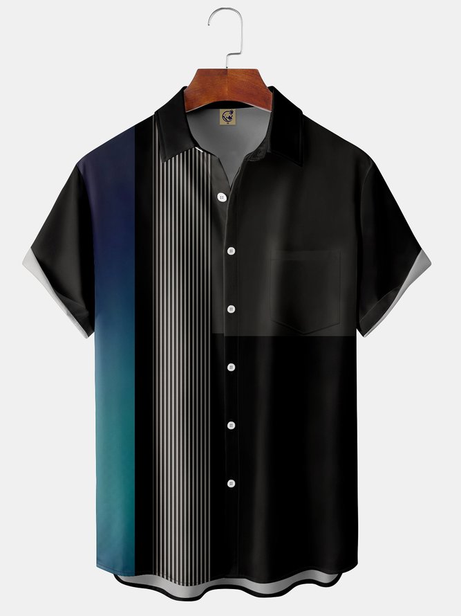 Geometric Chest Pocket Short Sleeve Casual Shirt