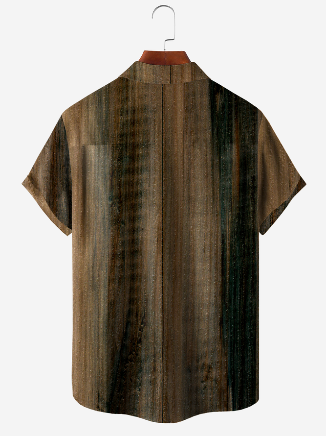 Striped Art Chest Pocket Short Sleeve Shirt