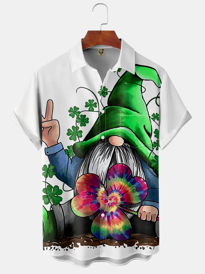 Clover Gnome Chest Pocket Short Sleeve Shirt