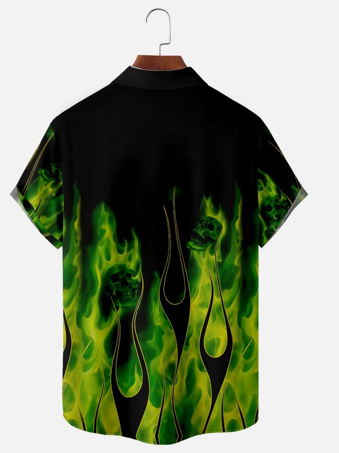 Flame Chest Pocket Short Sleeve Shirt
