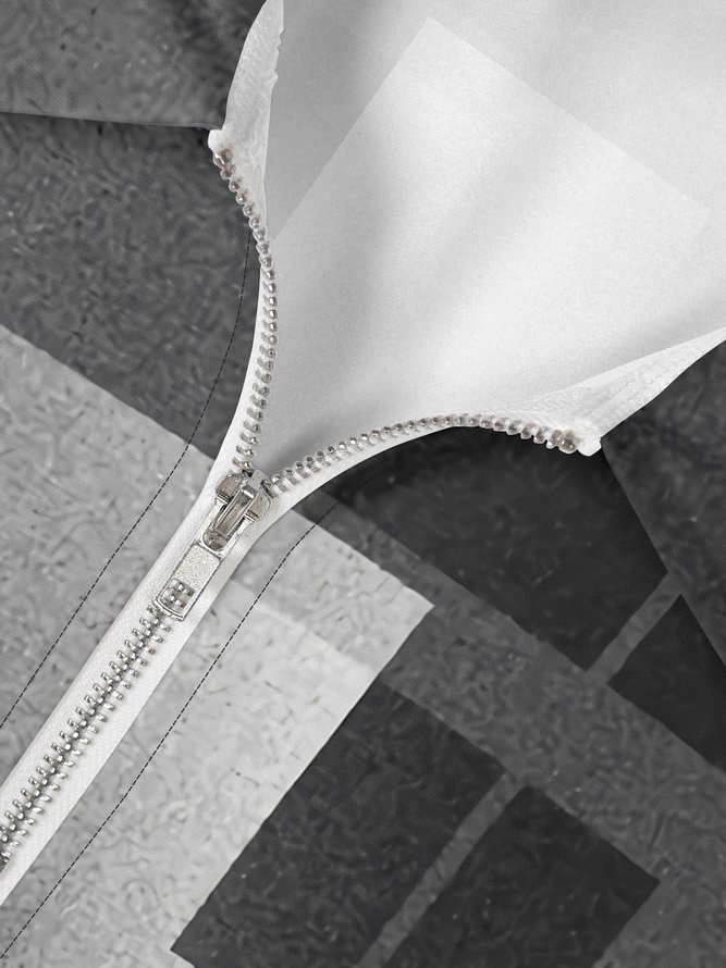 Gradient Geometric Zip Short Sleeve Polo