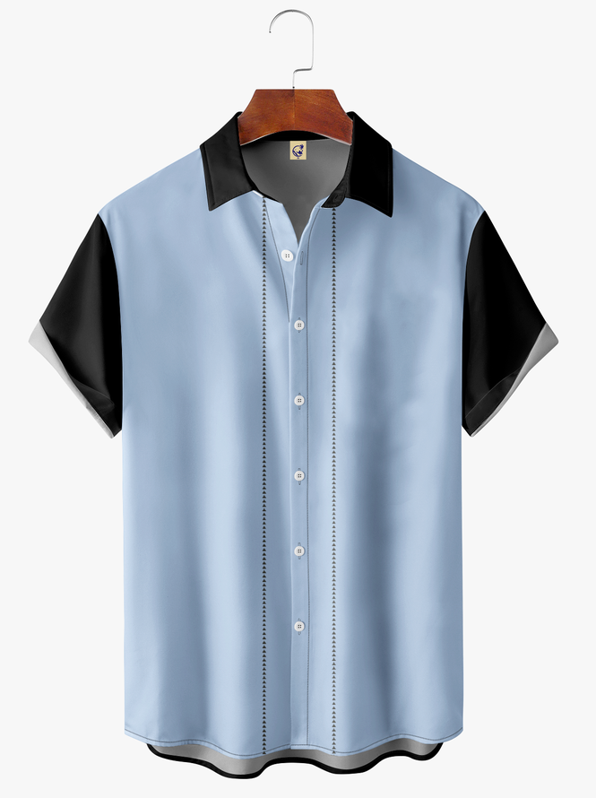 Color Block Short Sleeve Casual Shirt