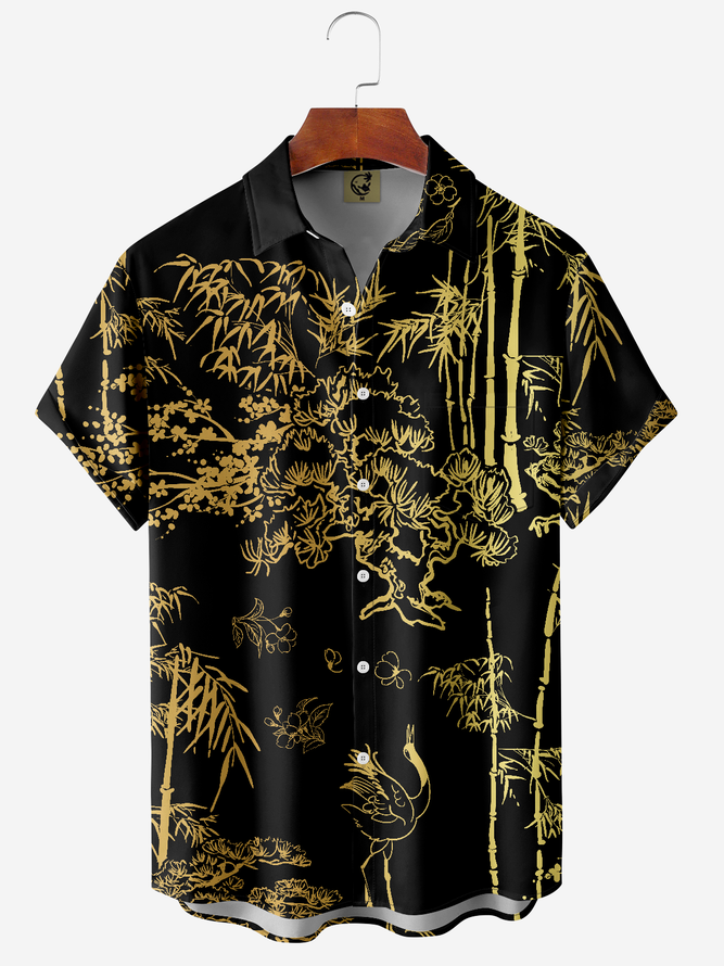 Black Gold Bamboo Chest Pocket Short Sleeve Shirt