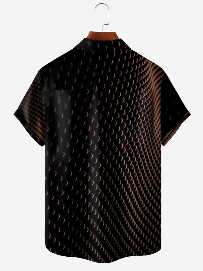 Geometric Dots Chest Pocket Short Sleeve Casual Shirt