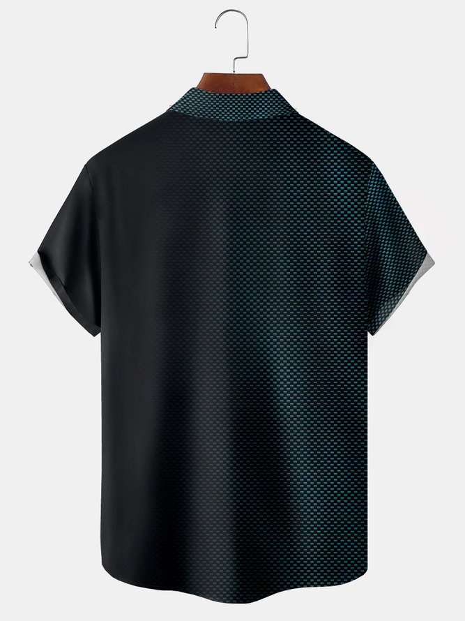 3D Gradient Chest Pocket Short Sleeve Shirt