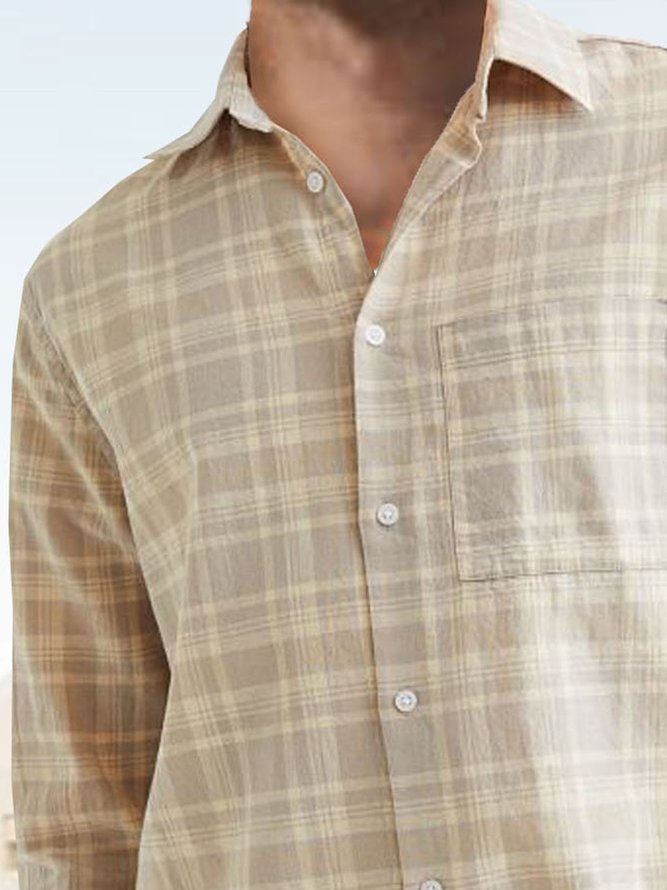 Plaid Chest Pocket Long Sleeve Casual Shirt
