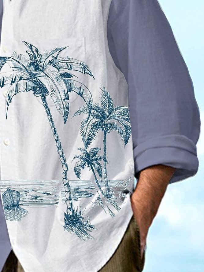 Coconut Tree Long Sleeve Casual Shirt