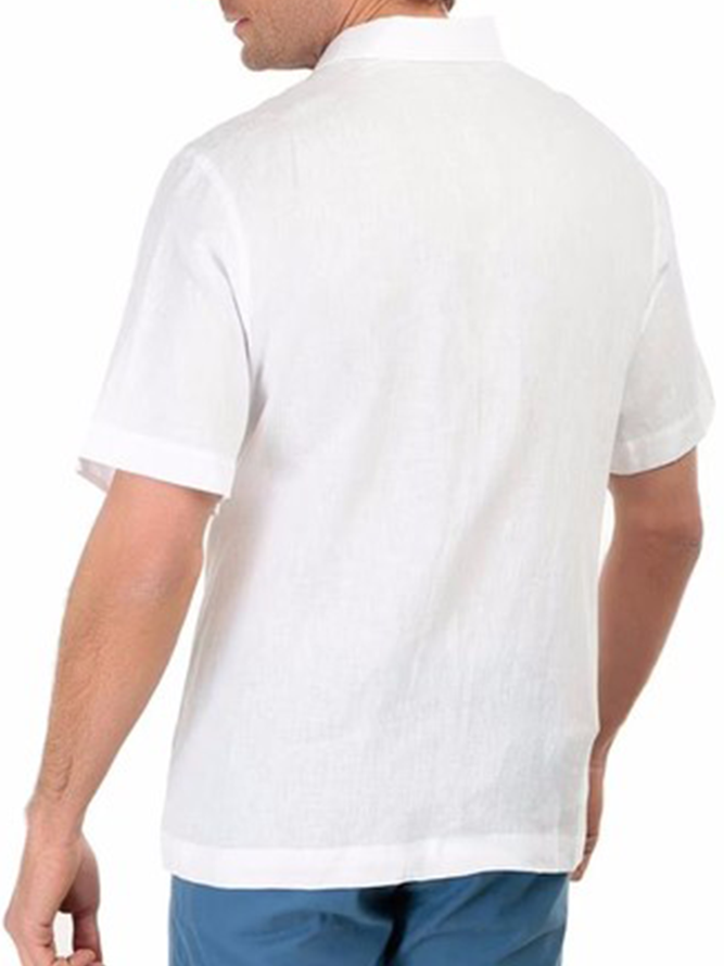 Plain Cotton Short Sleeve Casual Shirt