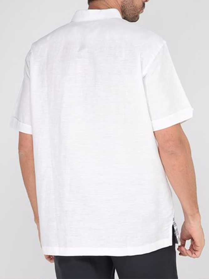 Stripe Printed Short Sleeve Casual Shirt