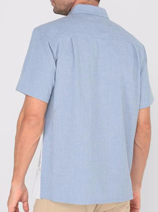 Stripe Printed Short Sleeve Casual Bowling Shirt