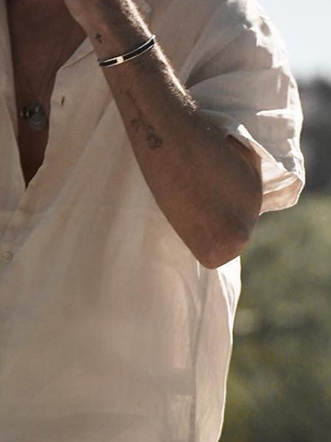 Cotton-blend  Long Sleeve Casual Shirt