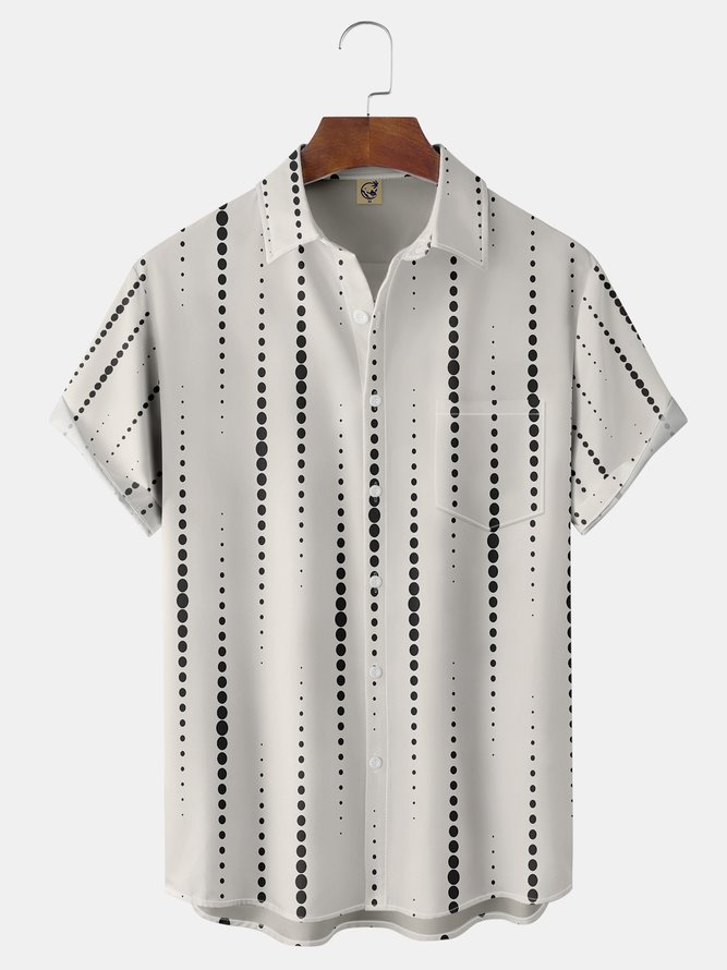 Polka Dots Chest Pocket Short Sleeve Shirt