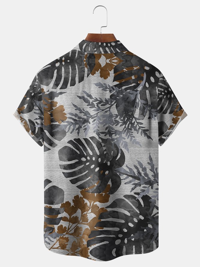 Monstera Chest Pocket Short Sleeve Hawaiian Shirt