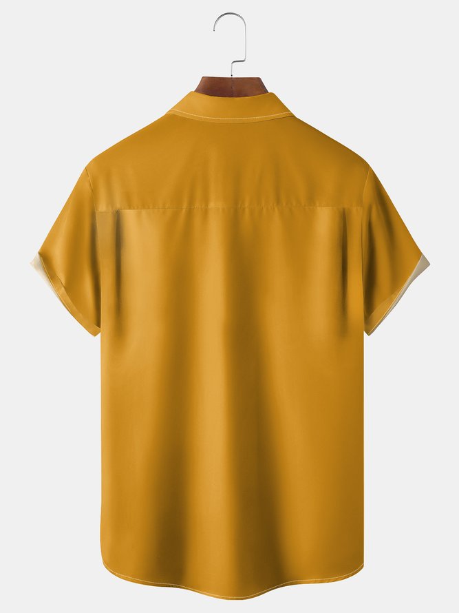 Mid Century Geo Chest Pocket Short Sleeve Bowling Shirt