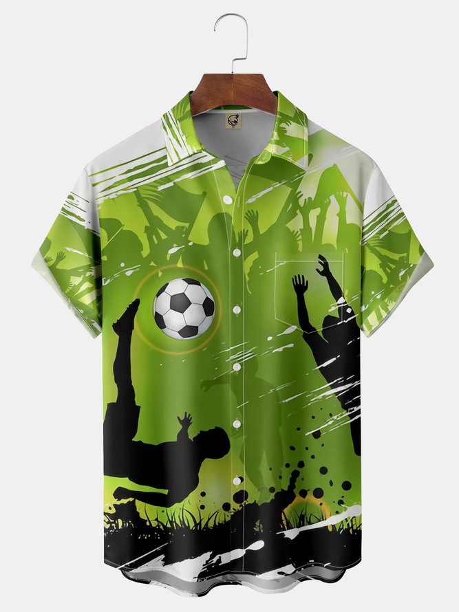 Football Soccer Team Chest Pocket Short Sleeve Shirt
