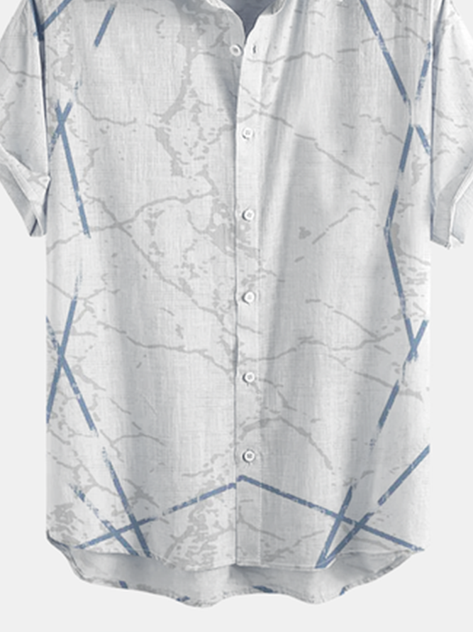 Geometric Texture Printing Short Sleeve Casual Shirt