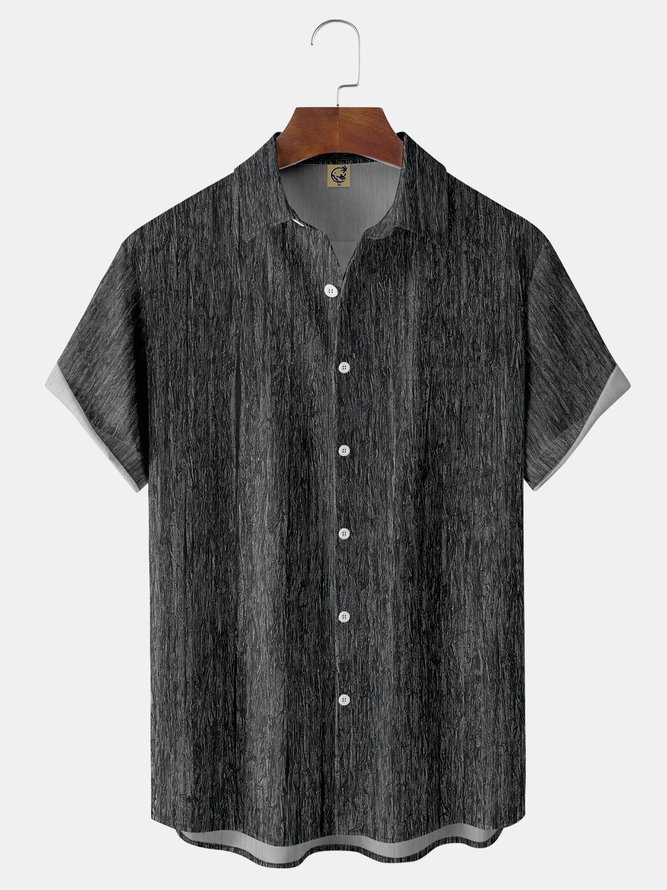 Wood Grain Chest Pocket Short Sleeve Shirt