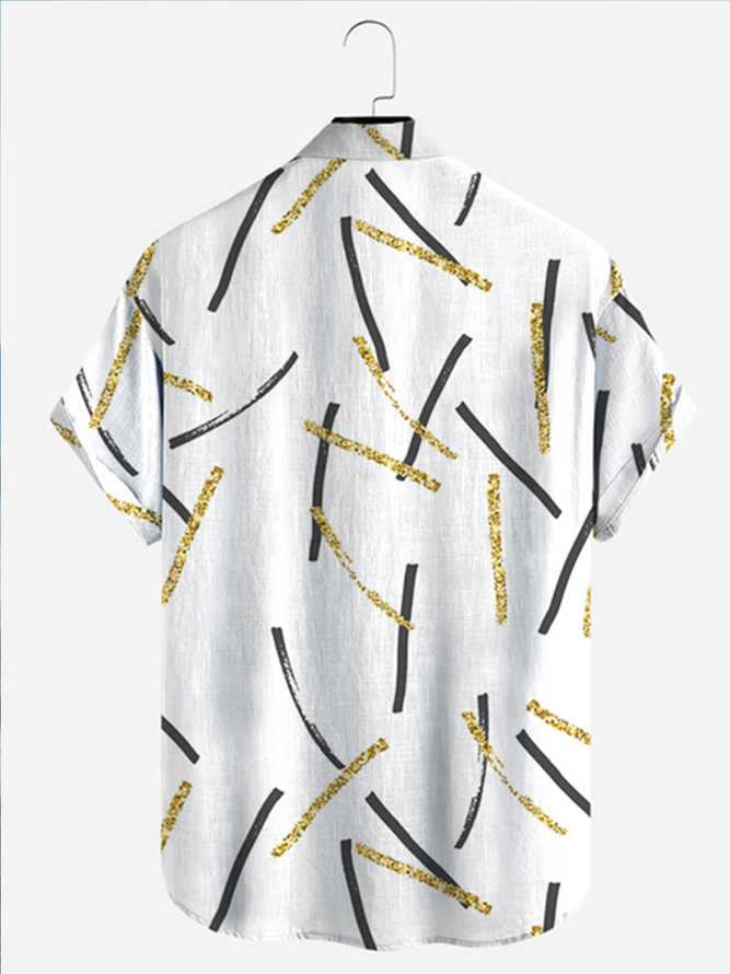 Geometric line Ribbon Short Sleeve Casual Shirt