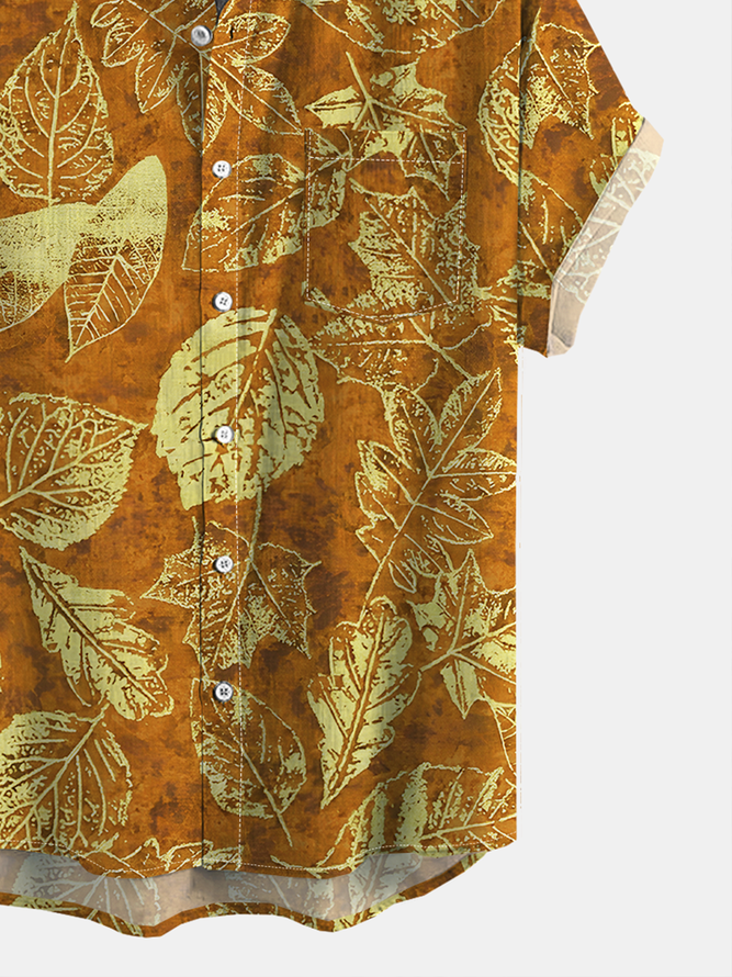 Vintage Floral Print Short Sleeve Resort Shirt