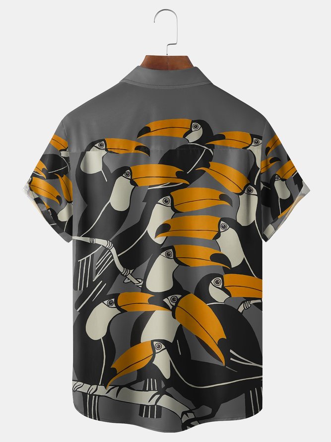 Toucan Chest Pocket Short Sleeve Hawaiian Shirt
