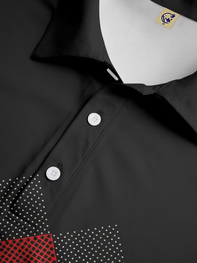 Gradient Geometric Button Short-Sleeved Polo Shirt