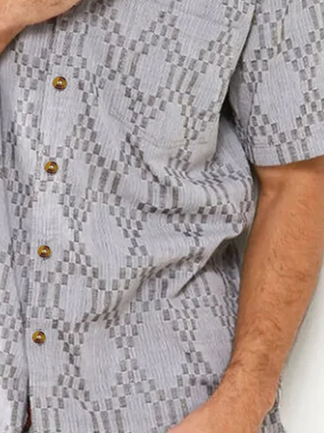 Plaid Printed Short Sleeve Casual Shirt