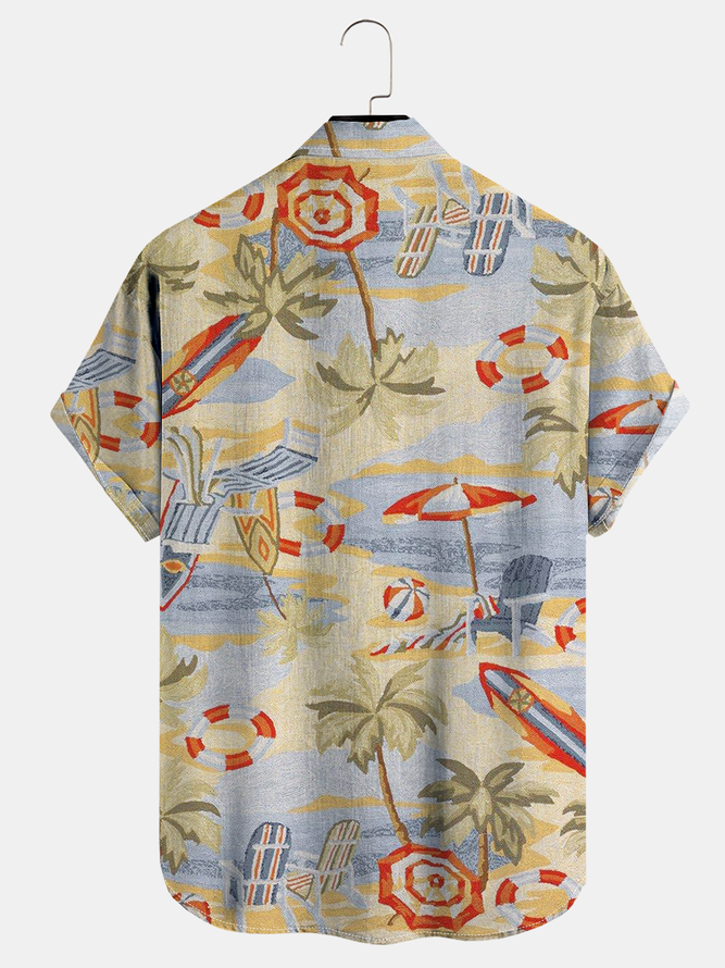 Hawaiian Seaside Holiday Chest Pocket Short Sleeve Shirt