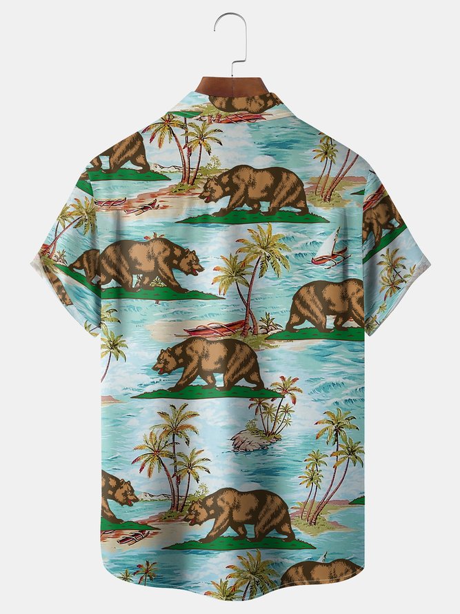 Grizzly Chest Pocket Short Sleeve Hawaiian Shirt