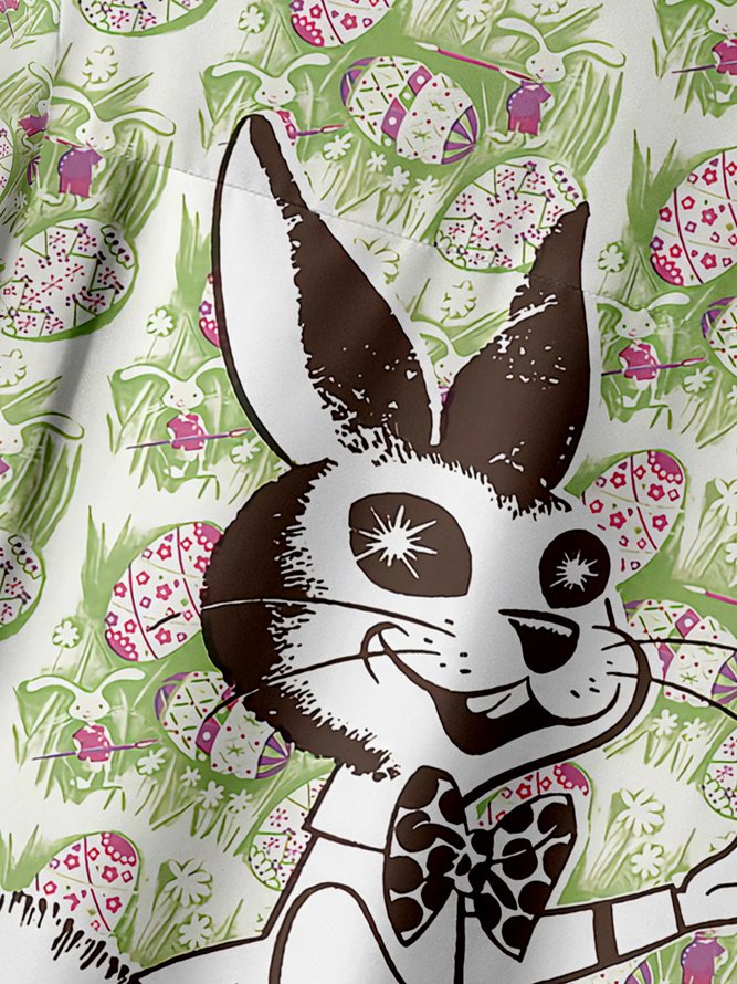 Easter Rabbit Chest Pocket Short Sleeve Shirt