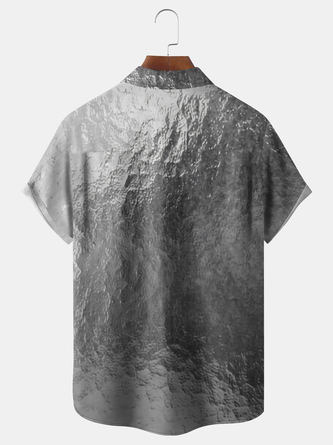 Glass Chest Pocket Short Sleeve Casual Shirt