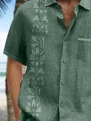 Big Size Tropical Floral Print Short Sleeve Hawaiian Shirt